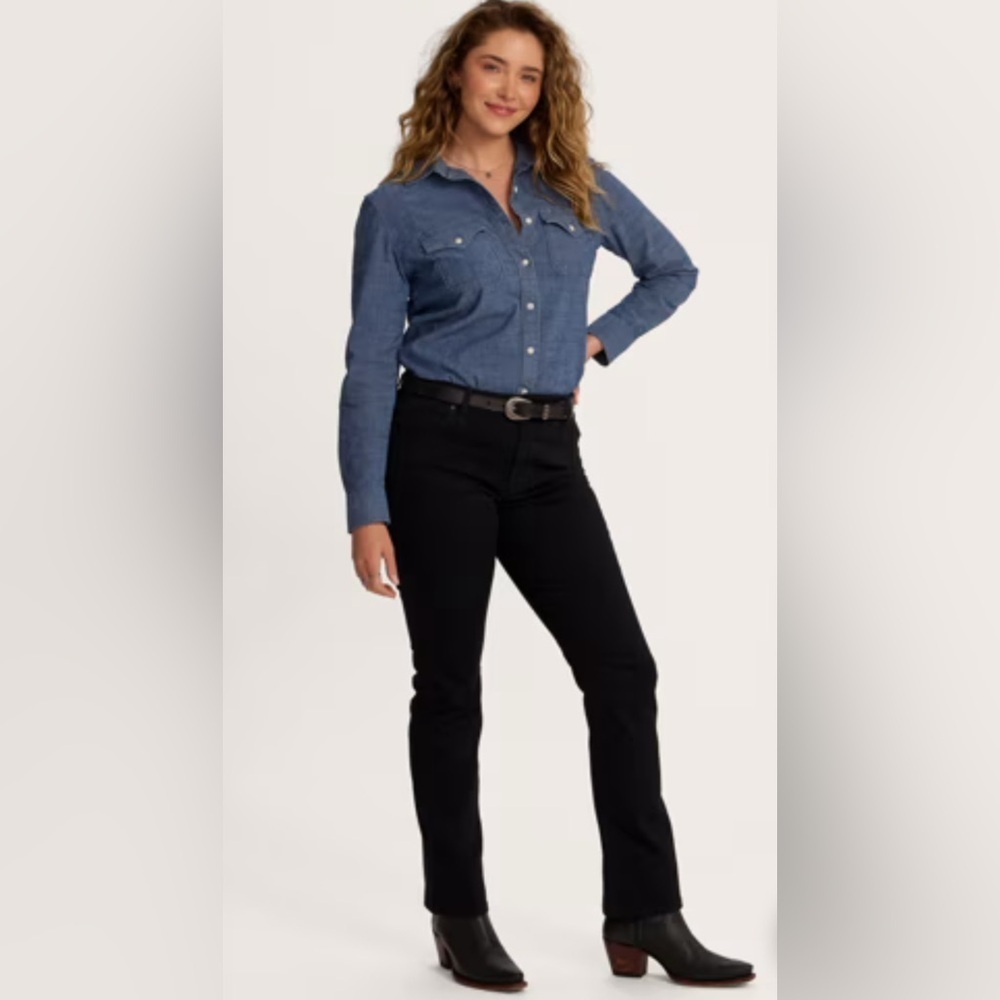 NWT Tecovas Women’s High Rise Straight Western Jeans Black Size 28